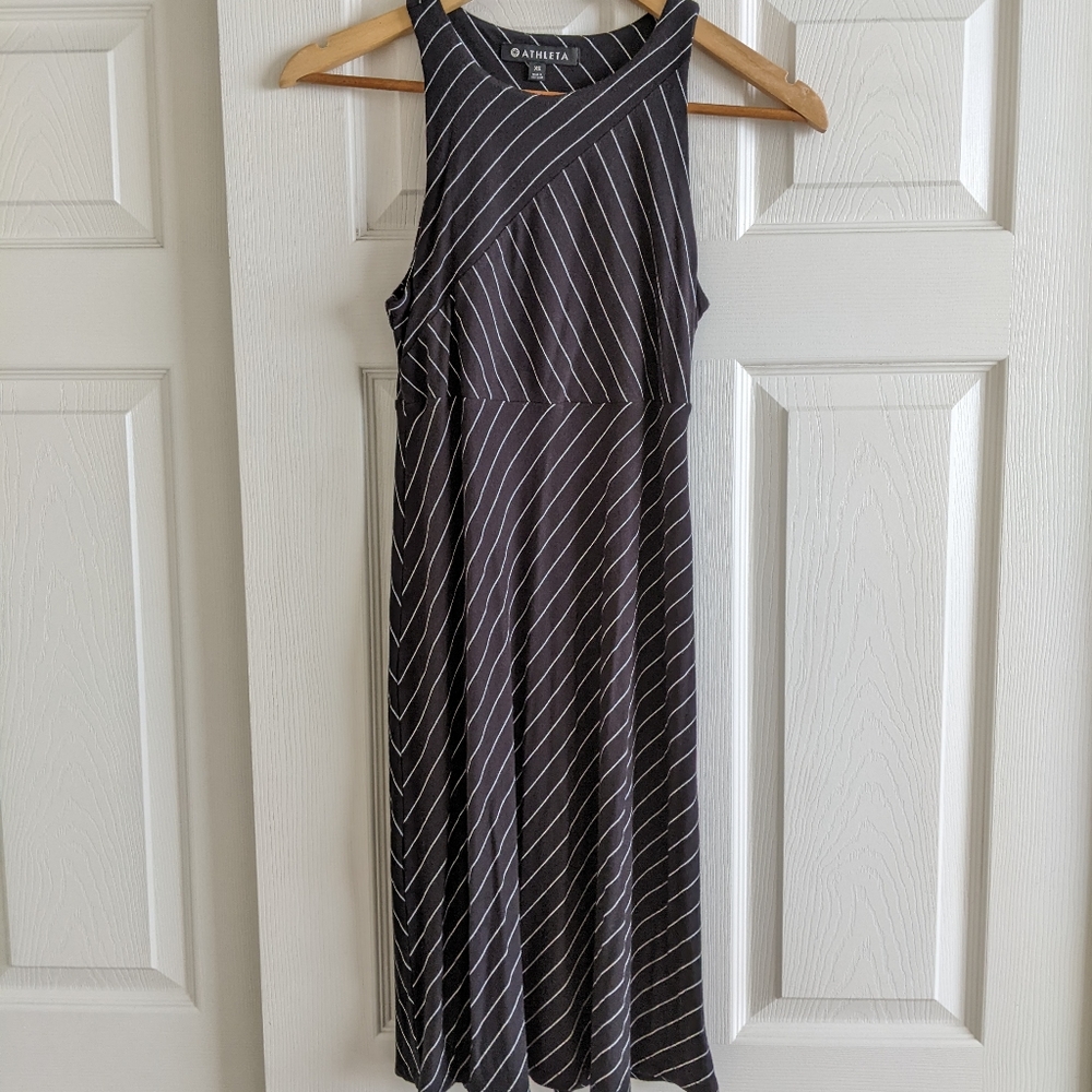 Athleta XS Black striped dress